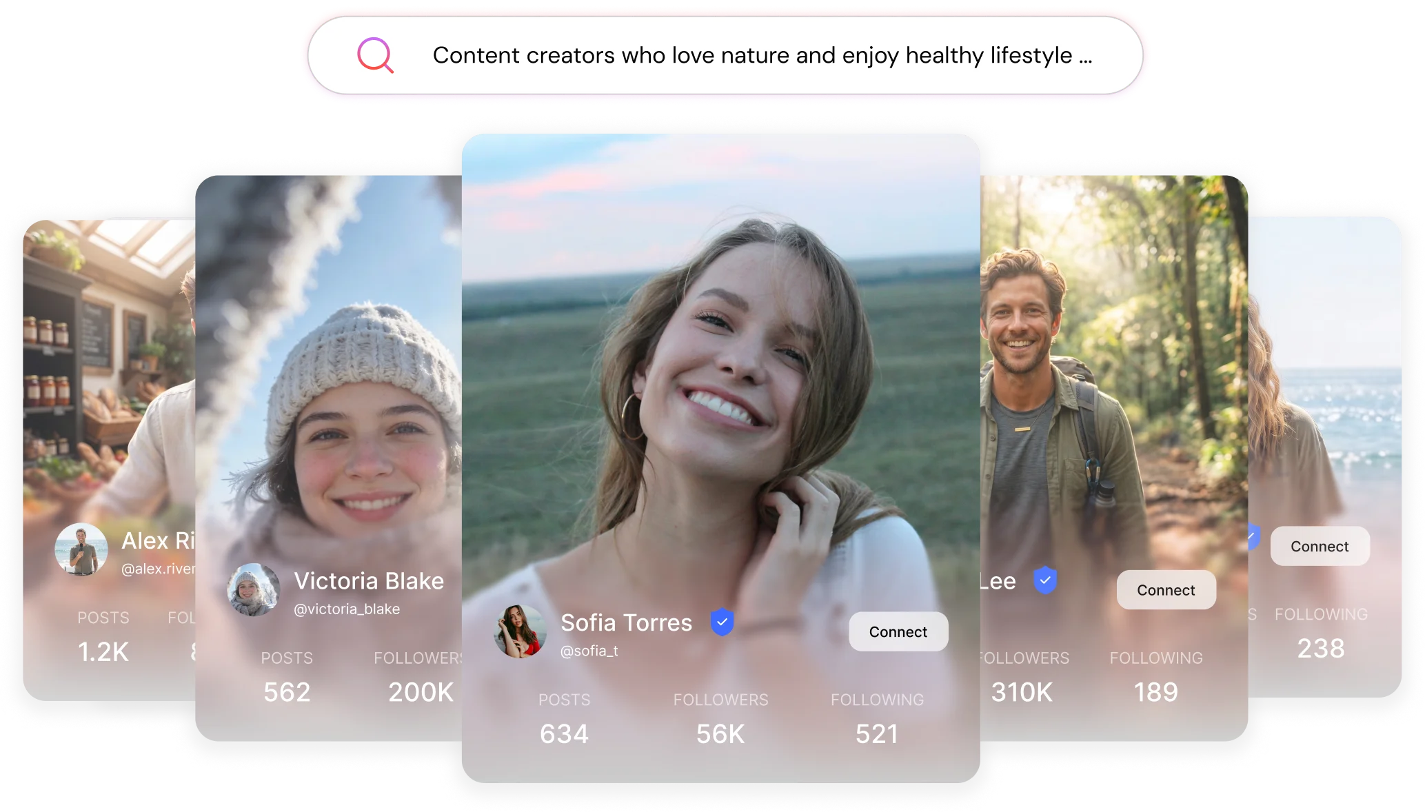 Search creators and connect with matching profiles